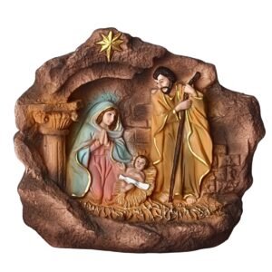 Holy Family in a cave - 6.5" Table Top | Handcrafted Christian Religious Articles
