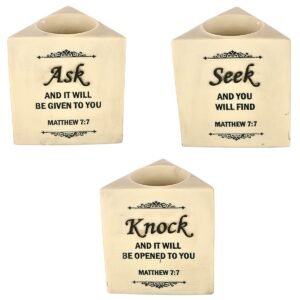 Ask Seek Knock - 4" Pen Stand/Holder | Handcrafted Christian Religious Articles
