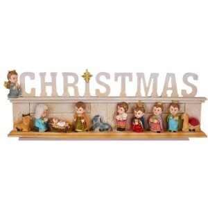 CHRISTMAS name with Crib Set - 14.5"x5" Tabletop | Handcrafted Christian Religious Articles