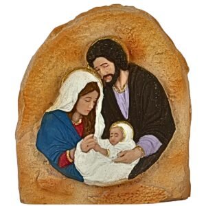 Christmas Holy Family in a Stone - 2.5" Table Top | Handcrafted Christian Religious Articles