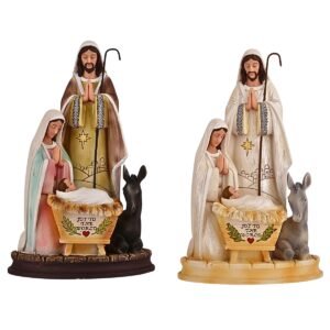 Christmas Holy Family with Donkey - 10" Statue | Handcrafted Christian Religious Articles