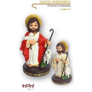 Kids Good Shepherd with sheep - 4" Statue | Handcrafted Christian Religious Articles