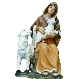 Lady with Sheep - 8" Village set, Crib Extras | Handcrafted Christian Religious Articles