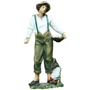 Man with Hen - 8" Village set, Crib Extras | Handcrafted Christian Religious Articles