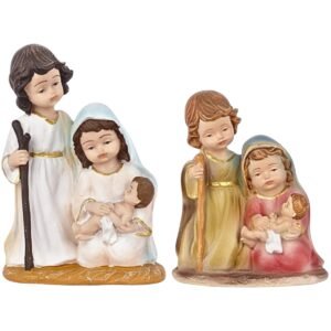KIDS Holy Family Christmas Set - 6" & 4" Statues | Handcrafted Christian Religious Articles