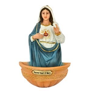 Immaculate Heart of Mary - 5.5" Holy Water Font‚ Decor | Handcrafted Christian Religious Articles