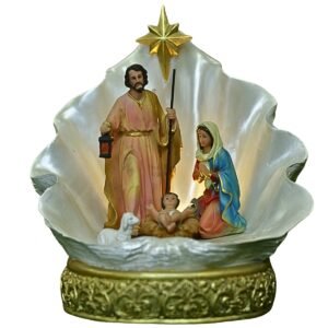 Holy Family on Pearl -10.5" Table Top | Handcrafted Christian Religious Articles