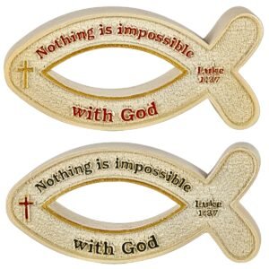 Nothing is impossible with God Fish - 1.4" Table Top | Handcrafted Christian Religious Articles