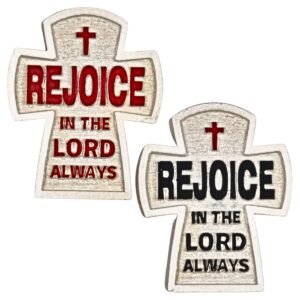 Rejoice in the Lord Cross - 2" Table Top | Handcrafted Christian Religious Articles