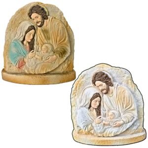 Christmas Holy Family in a Stone - 5" Tabletop | Handcrafted Christian Religious Articles